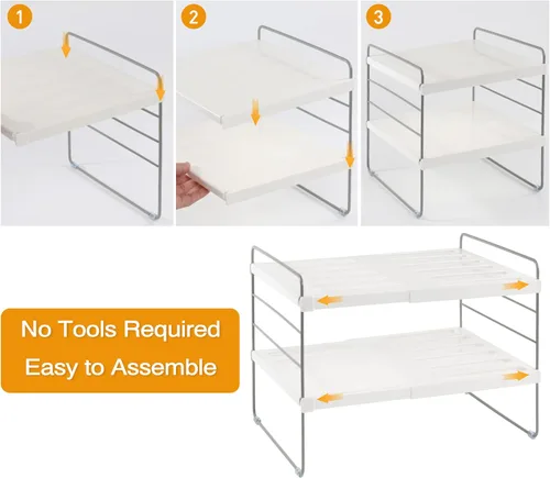 Miniatura 9 de Paquete de 2 organizadores de despensa y almacenamiento, organizador expandible de papel de aluminio y envoltura plástica, estante organizador