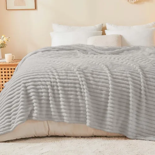 Miniatura 9 de BEDELITE Manta de forro polar para sofá, 10.58 oz/m², suave y cálida, manta acuática esponjosa, manta decorativa y de regalo para mujeres, hombres