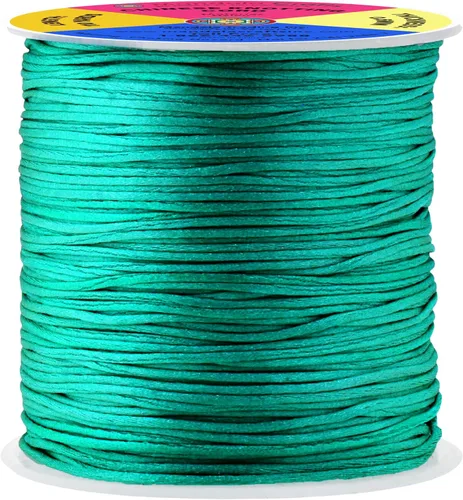 Miniatura 110 de Mandala Crafts Cordón de Satén de Nailon 2mm Cordón Rattail Champagne - 100 Yardas Cordón de Nailon Chino para Nudos Cordón de Seda Cola de Rata