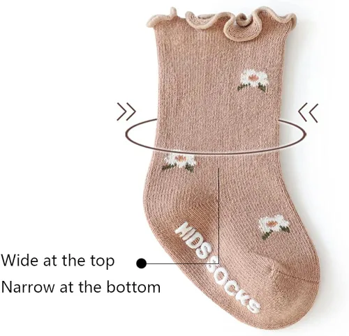 Miniatura 5 de FYLuoke Calcetines de encaje con volantes para bebé, calcetines de uniforme para niñas, calcetines casuales de algodón, lindos con volantes