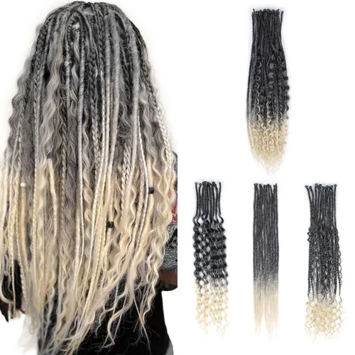 Miniatura 68 de 15 extensiones de rastas de doble extremo, 24 pulgadas, extensiones de rastas falsas de 0.6 pulgadas, color marrón degradado, extensiones de rastas