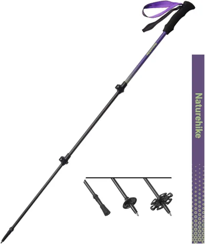 Miniatura 10 de Naturehike - Bastón de trekking de fibra de carbono 3K plegable y telescópico de 3 secciones ultraligero para mujeres y hombres, bastón
