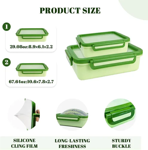 Miniatura 4 de Juego de 2 protectores grandes reutilizables de frutas y verduras, caja de almacenamiento de frutas de silicona, cápsulas elásticas frescas