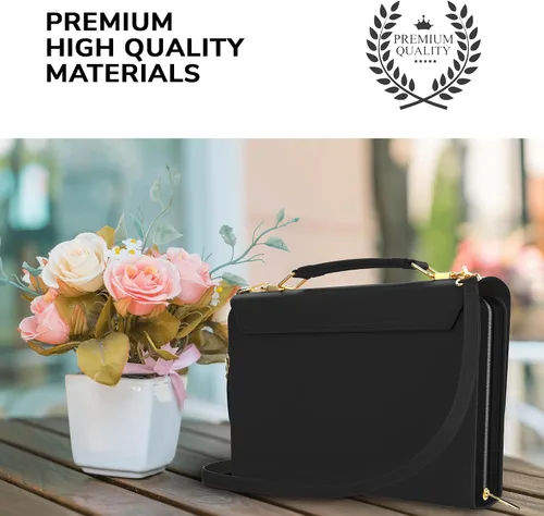 Miniatura 5 de DEHITE Funda para la Biblia para mujer, bolsa de transporte para la Biblia, ranuras para bolígrafos, bolsillo con cremallera, correa para el hombro