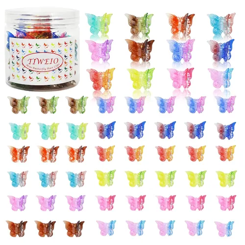 50 pinzas para el cabello de mariposa, pinzas para el cabello para mujeres y niñas, mini pinzas para el cabello de color gelatina, accesorios para