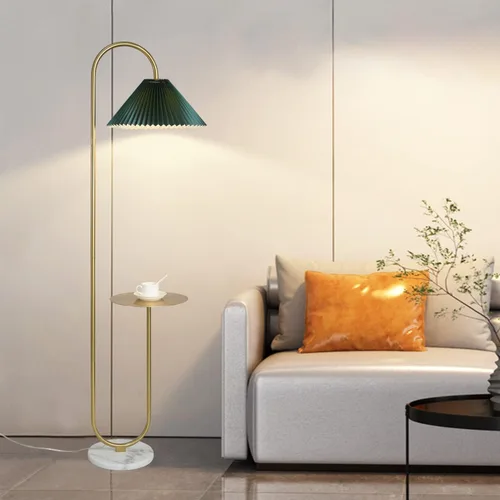 Miniatura 7 de beaysyty Lámpara de pie moderna y elegante con bandeja para oficina, cafetería, sala de estar, dormitorio, interruptor de pie y acabado