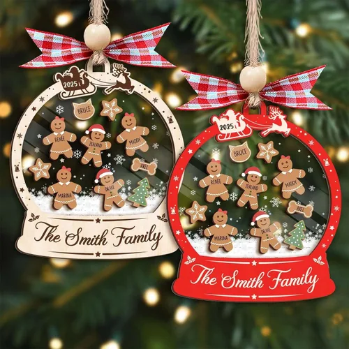 Miniatura 11 de Adornos de Navidad personalizados 2025 – Adornos personalizados de globo de nieve para familias de 2, 3, 4, 5, 6, 7, 8, 9 y 10 miembros, adorno