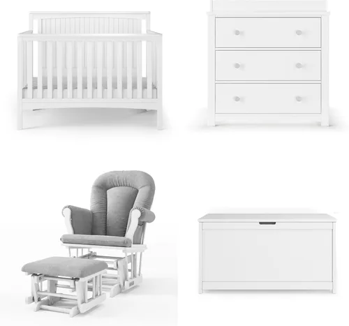 Miniatura 10 de Child Craft Scout - Juego de muebles convertibles 4 en 1 para cuna de bebé, cómoda con cambiador, silla deslizante y caja de juguetes para bebés