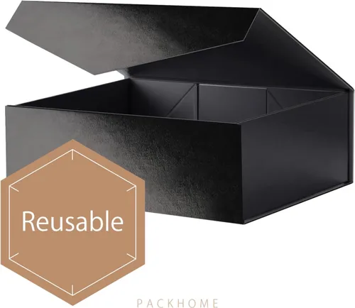 Miniatura 4 de PACKHOME Caja de regalo grande con tapa de 13.5 x 9 x 4.1 pulgadas, resistente caja de regalo plegable con cierre magnético