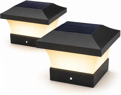 Miniatura 23 de T-SUN - Luces solares de poste, luces impermeables al aire libre para postes de madera de 4 x 4, iluminación LED blanca de 6000K, para cubierta