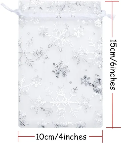 Miniatura 3 de Volanic 100 bolsas de regalo de organza con cordón transparente de 4 x 6 pulgadas, bolsa de regalo de joyería, fiesta, Navidad, bolsas de dulces