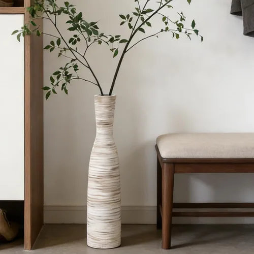Miniatura 12 de ALMA Jarrón blanco alto para piso, jarrón extra grande de 18'' para ramo de flores secas de hierba de las pampas, jarrones grandes de cerámica
