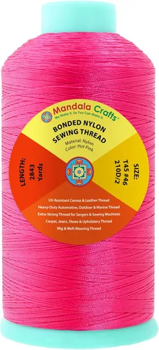 Miniatura 394 de Mandala Crafts - Hilo de nailon para coser cuero, tapicería, mezclilla y para trenzar el pelo; resistente, 1500 yardas, tamaño 69 T70 Marrón