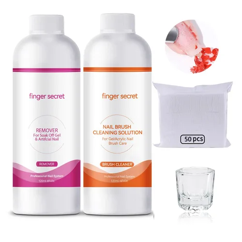 Miniatura 9 de Kit removedor de esmalte de uñas de gel de acetona de 4 onzas líquidas de capacidad, removedor de pegamento profesional de uñas rápida y fácilmente