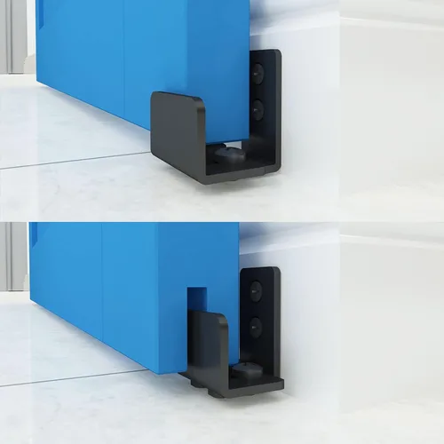 Miniatura 8 de JUBEST Guía de piso negro mate para montaje en pared, herrajes para puertas corredizas de granero de hasta 1-3/8 pulgadas de ancho y 1-1/4 pulgadas