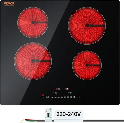 Miniatura 18 de VEVOR Electric Cooktop, 12 inch 2 Burners Built-in Electric Stove Top, 3000W Ceramic Top Radiant Cooktop, with 11 Heat Levels, Glass Panel, Knob