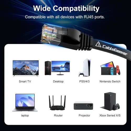 Miniatura 7 de Cable Ethernet Cat 6 de 100 pies, para interiores y exteriores, red de Internet de alta velocidad de 10 Gbps, cable de conexión Ethernet plano
