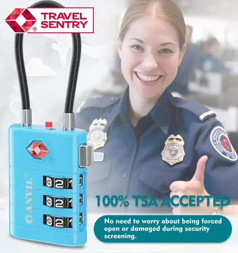 Miniatura 8 de ANVIL Candados para Equipaje Aprobados por TSA – Candados de Viaje de Combinación TSA008 de Alta Seguridad con Indicador de Inspección para Maletas
