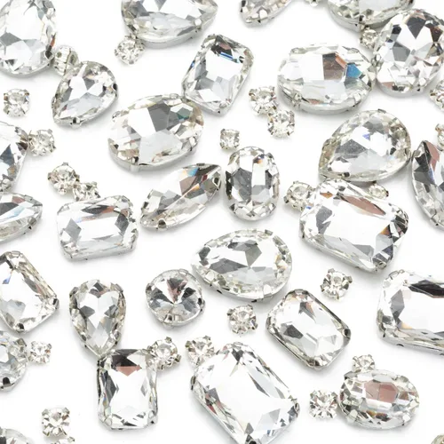 Miniatura 22 de Diamantes de imitación dorados, Choupee Diamantes de imitación para coser, Gemas de vidrio para coser, Joyas para ropa, manualidades de ropa, Garra