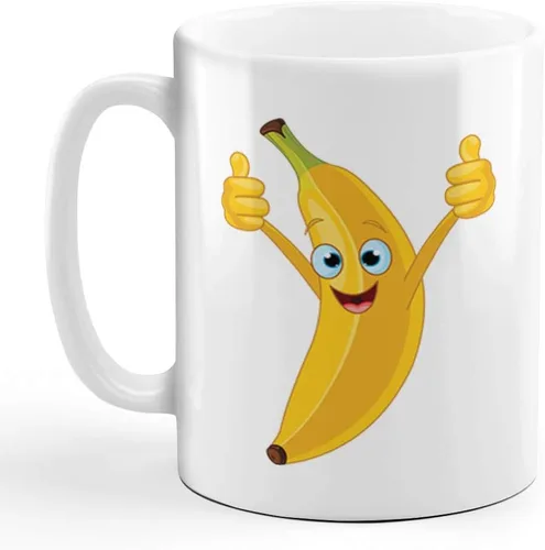 Miniatura 7 de Taza de café divertida personalizada Taza de café Plátano con manos y cara Taza de té de cerámica blanca 11 onzas Texto personalizado aquí