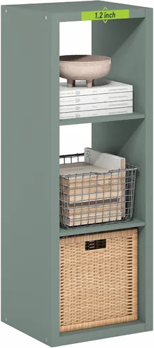 Miniatura 19 de Furinno Organizador de Almacenamiento en Cubos Decorativos con Respaldo Abierto, 4 Cubos, Gris Claro