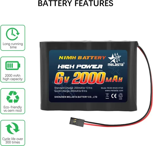 Miniatura 5 de melasta Batería receptora RC 6V 2000mAh recargable NiMH Receptor RX Paquete de baterías compatibles con Futaba RC Airplane Servo Controller Hitec