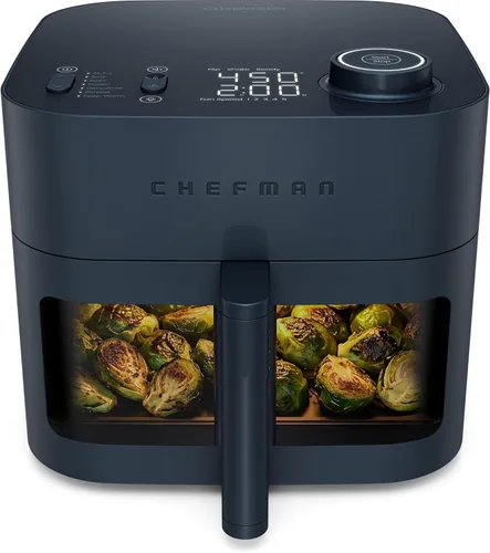 Chefman Freidora de aire Crispinator 7 en 1 con capacidad de 8 cuartos de galón, temperatura máxima de 450 °F y tecnología TurboFry Pro para