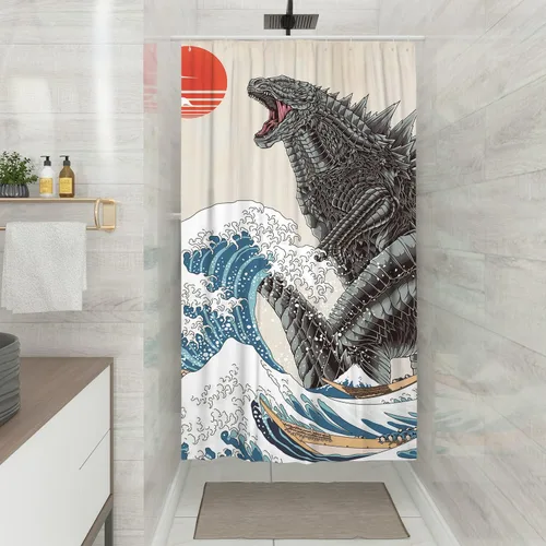 Miniatura 3 de Divertido juego de cortinas de ducha pequeñas, divertidas cortinas de ducha angostas de monstruo de anime para baño, decoración de baño asiática