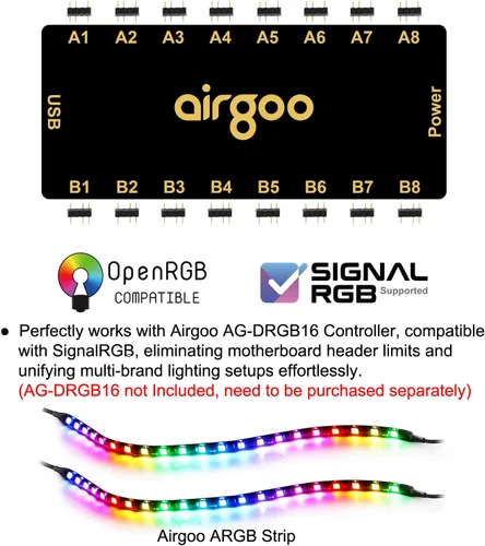 Miniatura 6 de Tira LED RGB direccionable para PC de Airgoo, 13.78 x 0.39 x 0.12 pulgadas con cubierta de silicona transparente, para cabecera argb de 5 V y 3