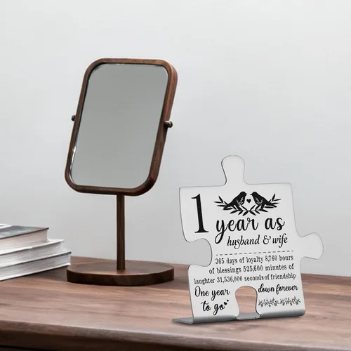 Miniatura 4 de Placa de aniversario de 1 año para marido y esposa, regalo de primer matrimonio para pareja, decoración de adorno de acero inoxidable, pieza