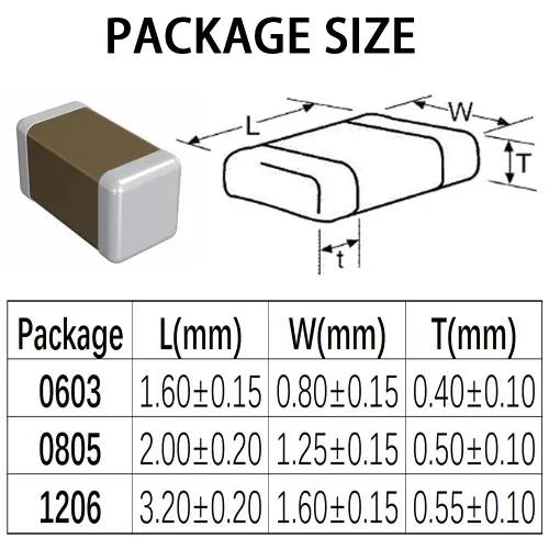 Miniatura 4 de 960PCS 0603 0805 1206 SMD Kit de condensador, 16 valores 10pF-22uF Juego surtido de condensadores de chip de cerámica multicapa