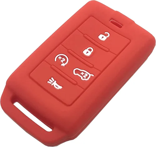 Miniatura 3 de Funda de silicona para llavero inteligente de 5 botones para Jeep Grand Cherokee Grand Wagoneer 2021 2022 (negro + rojo)