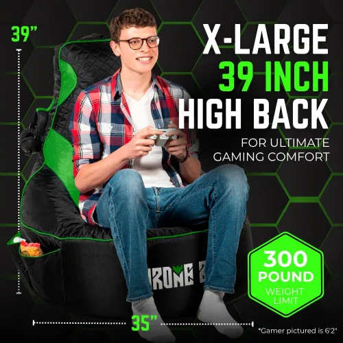 Miniatura 3 de Throne Boss Funda de Silla Puf Gamer para Niños con Respaldo Alto, Azul – Funda de Silla Gamer de Piso, Tela Fácil de Limpiar, Bolsillos Laterales