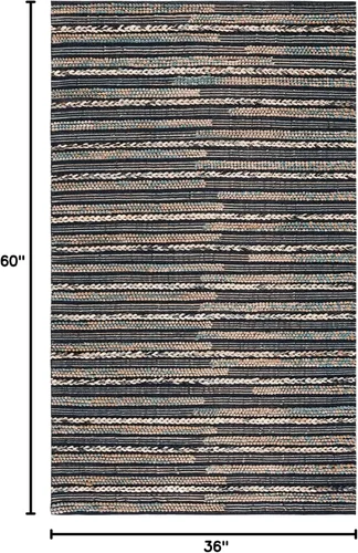 Miniatura 2 de SAFAVIEH Natural Fiber Collection - Alfombra decorativa de 3 x 5 pies, color negro y natural, diseño de yute a rayas de tejido plano, ideal