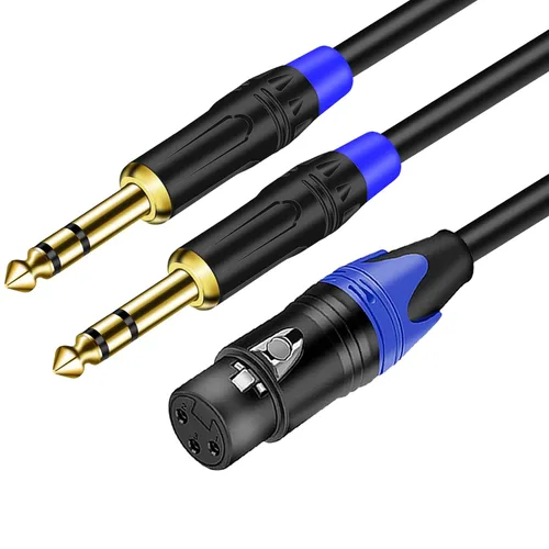 Miniatura 8 de Cable de micrófono doble de 0.250 in de 1/4 pulgadas a XLR, cable de conexión divisor en Y de audio macho de 0.250 in a XLR, cable adaptador