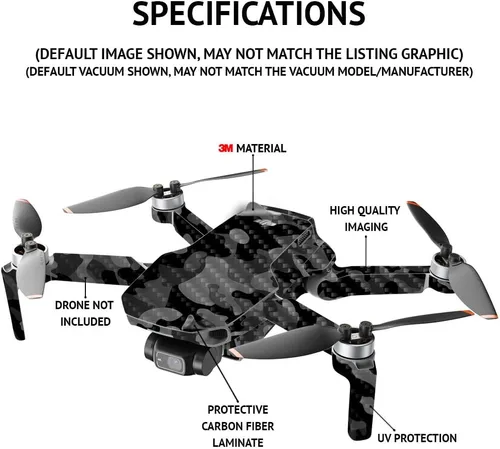 Miniatura 3 de Mighty Skins Fibra de carbono compatible con DJI Mini 2 Dron portátil – Camuflaje verde Acabado de fibra de carbono texturizado protector, Verde