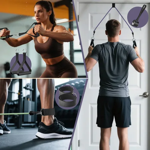 Miniatura 3 de WHATAFIT Bandas de resistencia, bandas de ejercicio, bandas de resistencia para entrenamiento, bandas de entrenamiento con asas para hombres