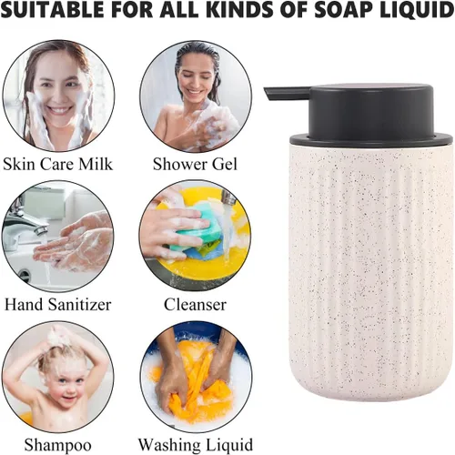 Miniatura 7 de Dispensador de jabón espumoso, dispensador de jabón líquido de espuma de cerámica para baño, dispensador de jabón de loción recargable de 12 onzas