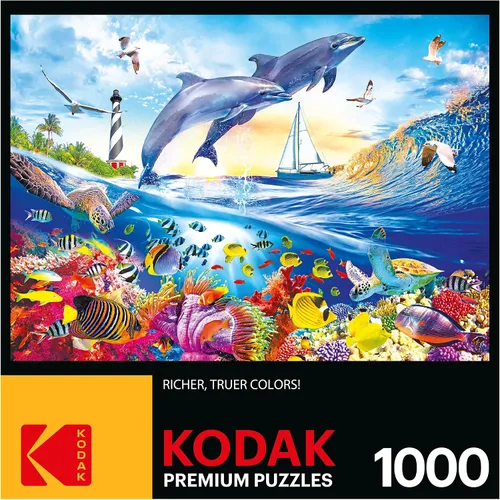 Miniatura 4 de RoseArt - Kodak Premium - Playful Summer Dolphins - Rompecabezas de 1000 piezas para adultos