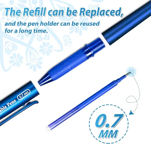 Miniatura 5 de KERIFI Bolígrafos de gel borrables de 0.7mm, bolígrafos de punta fina borrables con calor, haz que los errores desaparezcan, bolígrafos de tinta