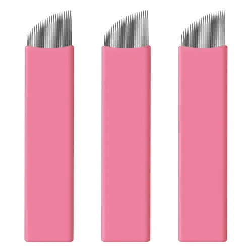 Miniatura 9 de 50 piezas de hoja de microblading desechables rosa #16 nano-cuchillas 0.006 in nano-agujas perfectas para trazos de cabello, cejas, agujas más finas