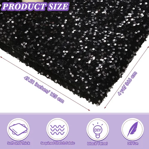 Miniatura 2 de Tela de terciopelo de lentejuelas por yarda, tela elástica brillante para coser mantel con purpurina brillante para vestido de mesa, accesorios