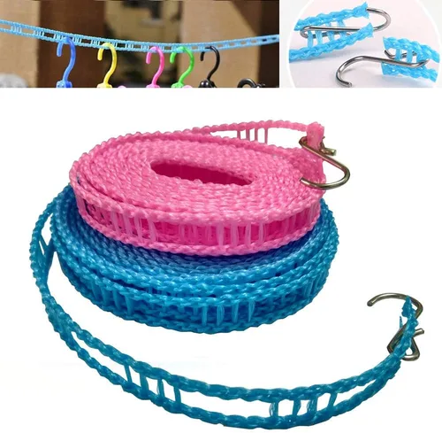 Paquete de 2 cuerdas de nailon resistentes al viento, cuerda de secado de ropa de viaje, cuerda portátil para colgar en interiores y exteriores,