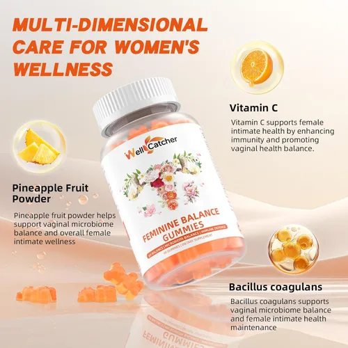 Miniatura 4 de Gomitas de equilibrio femenino prémium para mujer, gomitas probióticas de piña hawaiana para equilibrio del pH, salud vaginal y apoyo inmunológico