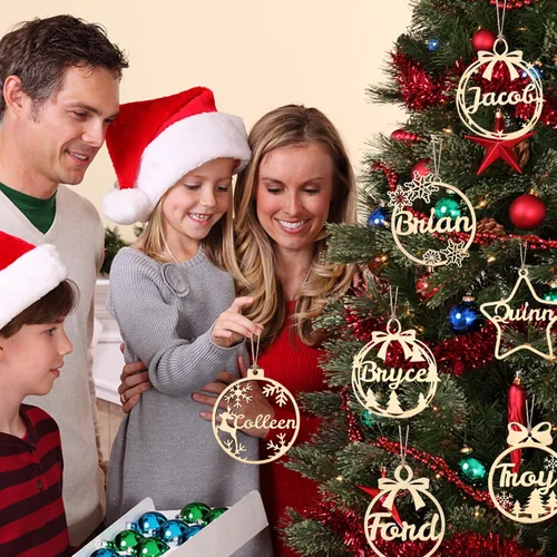 Miniatura 5 de Adornos de Navidad personalizados 2025 con nombres, adornos de madera personalizados de Navidad, adornos de pata personalizados, regalos