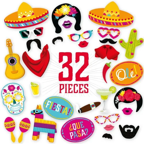 Miniatura 2 de PartyGraphix - Accesorios para cabina de fotos de fiesta - Decoración mexicana perfecta para decoraciones de fiesta