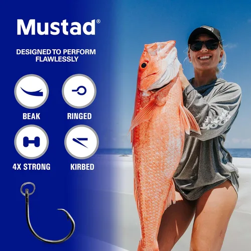 Miniatura 5 de Mustad Círculo de demonio con anillos 4 veces fuerte, diseñado para funcionar perfectamente con gancho Kirbed, níquel negro