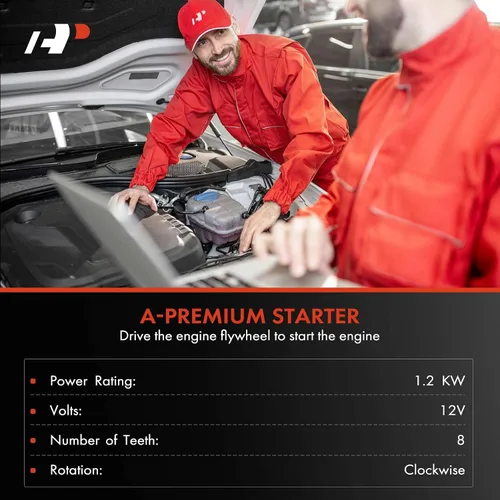 Miniatura 2 de A-Premium Motor de arranque compatible con Mitsubishi Montero 89-02, 3000GT 98-95 y Dodge Stealth 91-96 y Hyundai Sonata 90-94, V6 3.0L, 12V 1.2KW 8