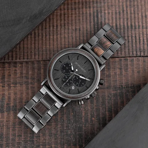Miniatura 4 de 2win - Reloj de madera con grabado personalizado para hombre, reloj para de cumpleaños, aniversario, para tu novio, enamorado, prometido, esposo