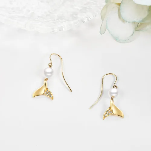 Miniatura 4 de Aretes de oro de 14 quilates, aretes de oro macizo, joyas, regalos de Navidad para mujeres y niñas